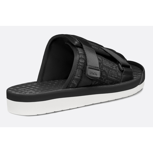 Dior Mens Alpha Sandal Black White Oblique Jacquard Logo Slide Slip On 45 12 - Picture 8 of 12